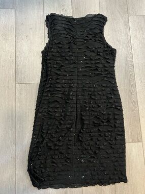 Black Ruffle Sequin Sleeveless Dress